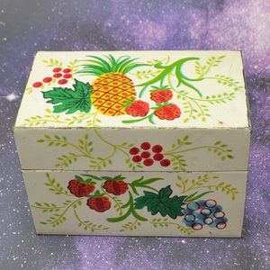 Vintage J Chen Metal Fruit Hinged Recipe Box